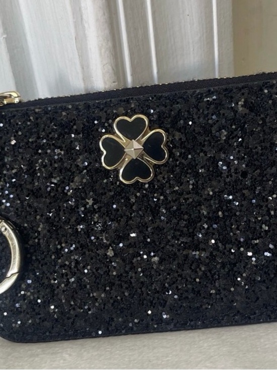 kate spade Handbags - kate spade Black Glitter Wristlet with Gold Clover Accent